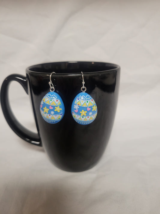 Earrings - Blue Easter Eggs