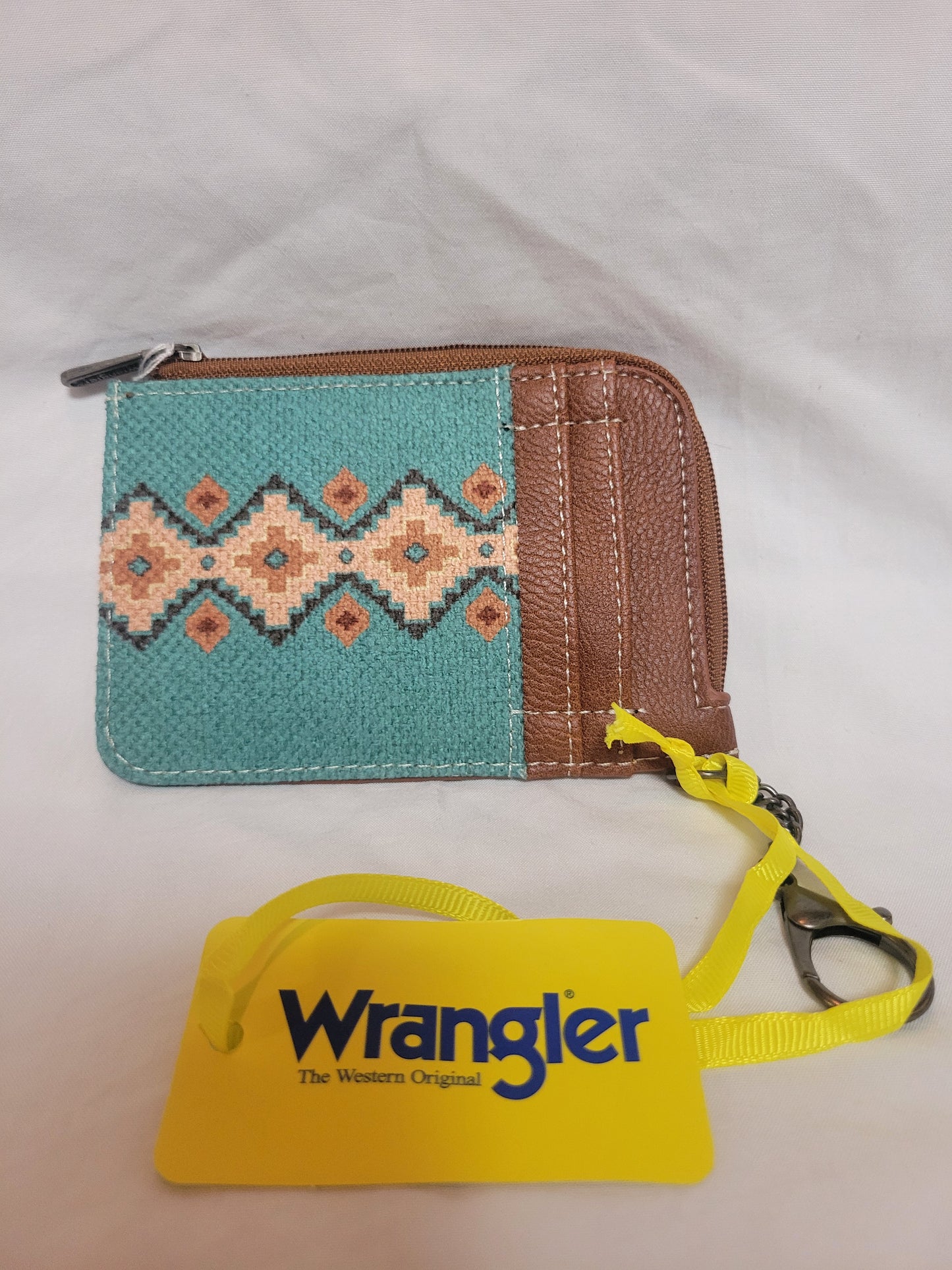 Estuche para tarjetas con cremallera en miniatura con estampado artístico del suroeste de Wrangler