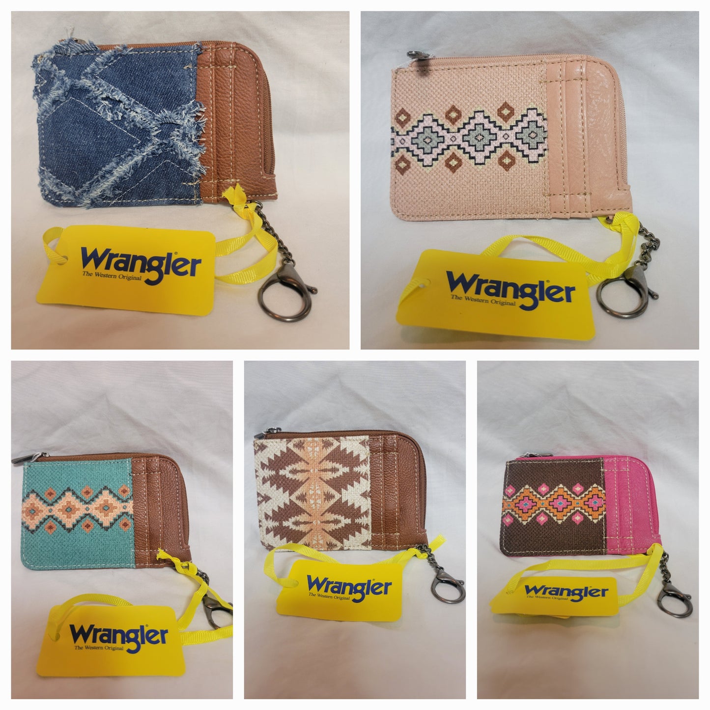 Estuche para tarjetas con cremallera en miniatura con estampado artístico del suroeste de Wrangler